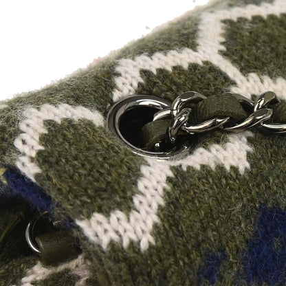 Chanel 2015-2016 Khaki Cashmere Paris-Salzburg Knit Chain Shoulder Bag