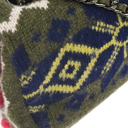 Chanel 2015-2016 Khaki Cashmere Paris-Salzburg Knit Chain Shoulder Bag