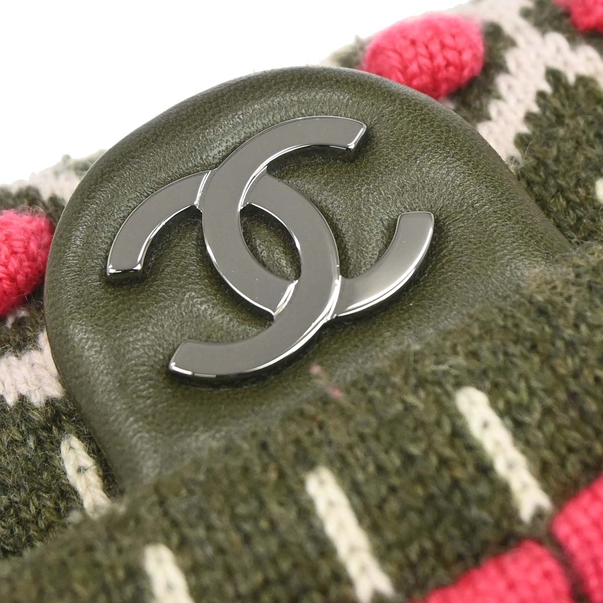 Chanel 2015-2016 Khaki Cashmere Paris-Salzburg Knit Chain Shoulder Bag