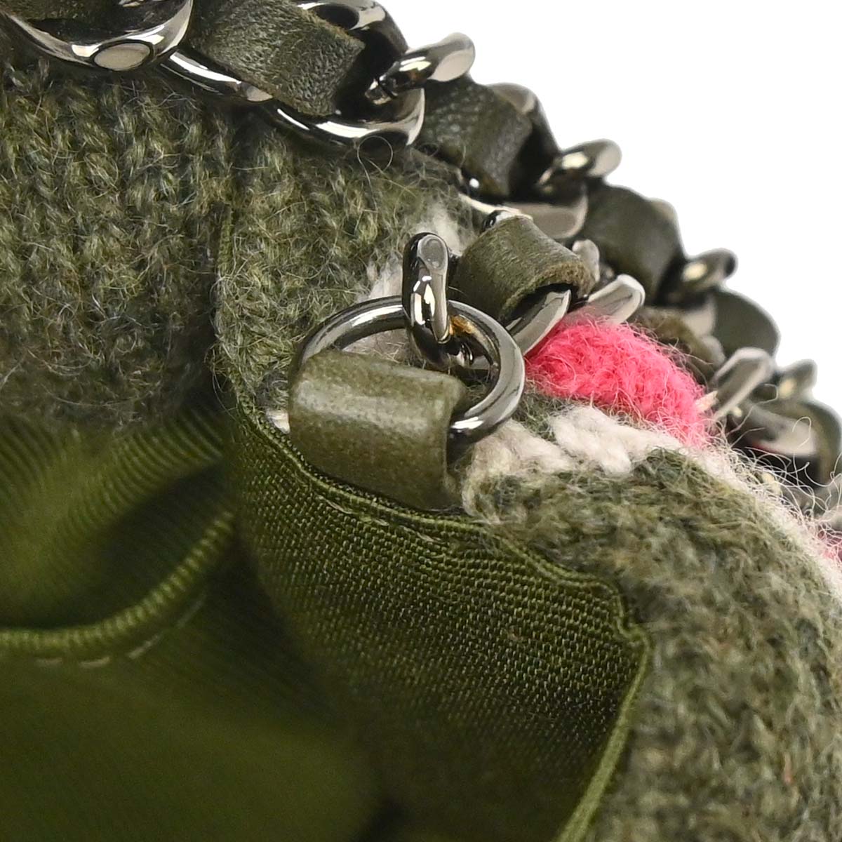 Chanel 2015-2016 Khaki Cashmere Paris-Salzburg Knit Chain Shoulder Bag