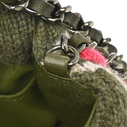 Chanel 2015-2016 Khaki Cashmere Paris-Salzburg Knit Chain Shoulder Bag
