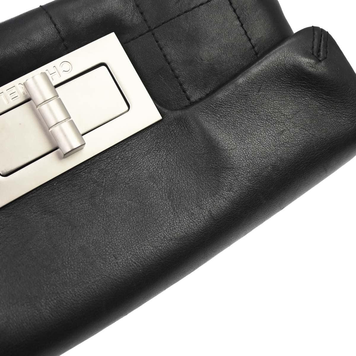 Chanel 2003-2004 Black Lambskin Choco Bar Mademoiselle Lock Handbag