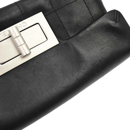 Chanel 2003-2004 Black Lambskin Choco Bar Mademoiselle Lock Handbag