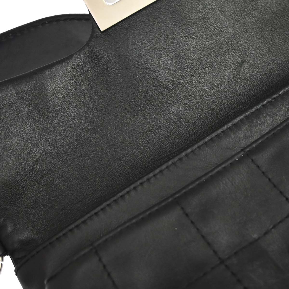 Chanel 2003-2004 Black Lambskin Choco Bar Mademoiselle Lock Handbag