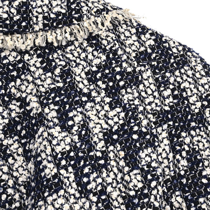 Chanel 2005 Single Breasted Tweed Houndstooth Jacket Navy #36