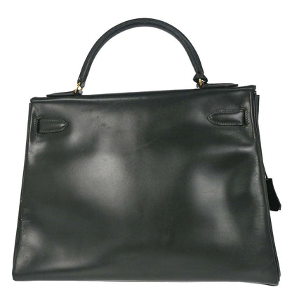 Hermes Vert Fonce Box Calf Kelly 32 Retourne Handbag
