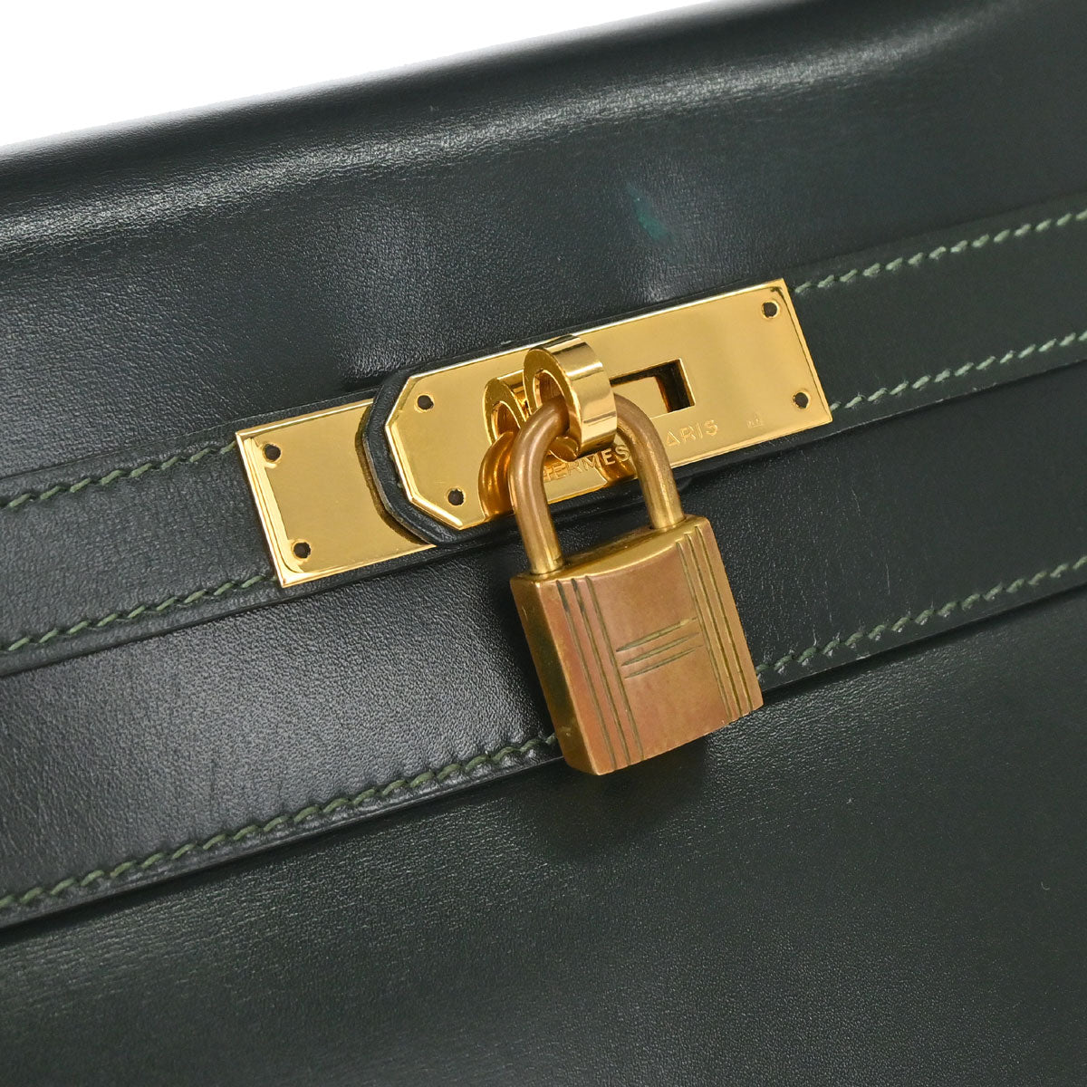 Hermes Vert Fonce Box Calf Kelly 32 Retourne Handbag