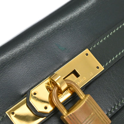 Hermes Vert Fonce Box Calf Kelly 32 Retourne Handbag