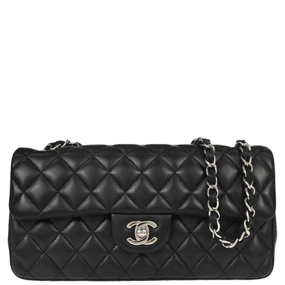 Chanel Black Lambskin East West Shoulder Bag