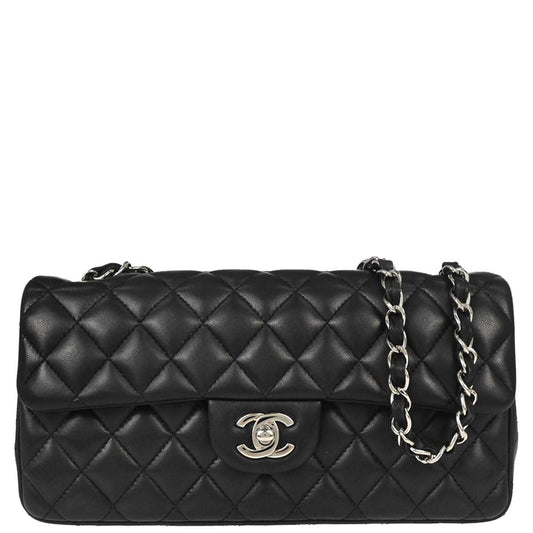 Chanel Black Lambskin East West Shoulder Bag