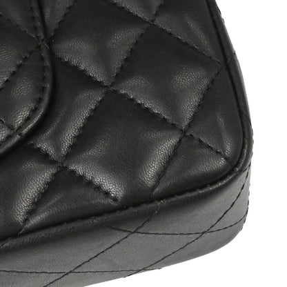 Chanel Black Lambskin East West Shoulder Bag