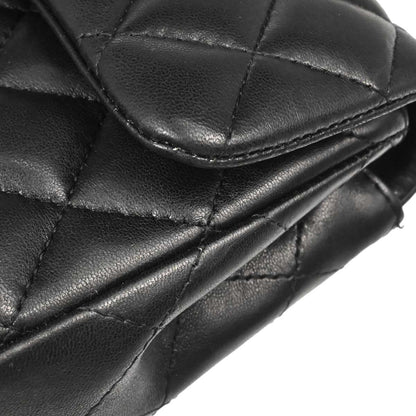 Chanel Black Lambskin East West Shoulder Bag