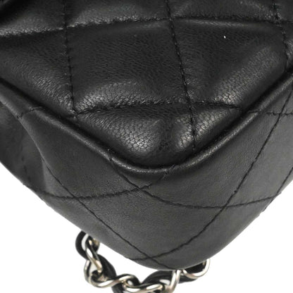 Chanel Black Lambskin East West Shoulder Bag