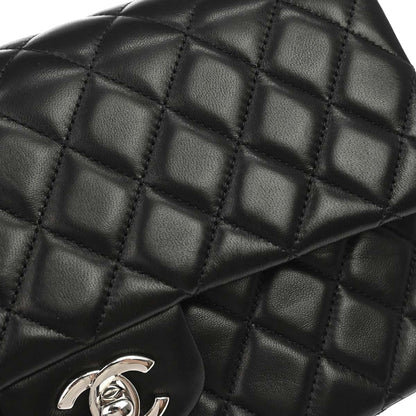 Chanel 2014 Black Lambskin Valentine Single Flap Shoulder Bag