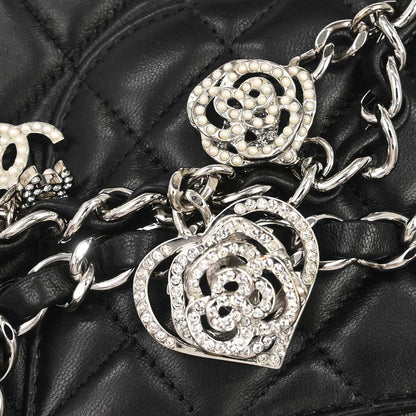 Chanel 2014 Black Lambskin Valentine Single Flap Shoulder Bag