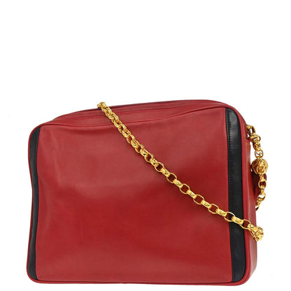 Chanel Red Black Lambskin Camera Bag Large