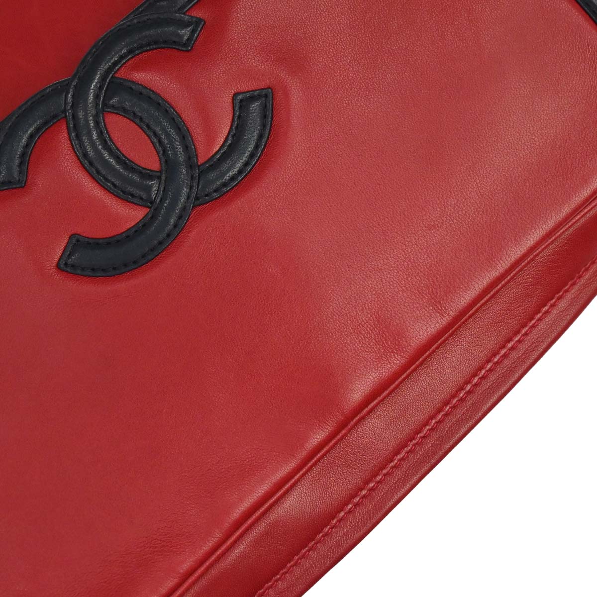 Chanel Red Black Lambskin Camera Bag Large