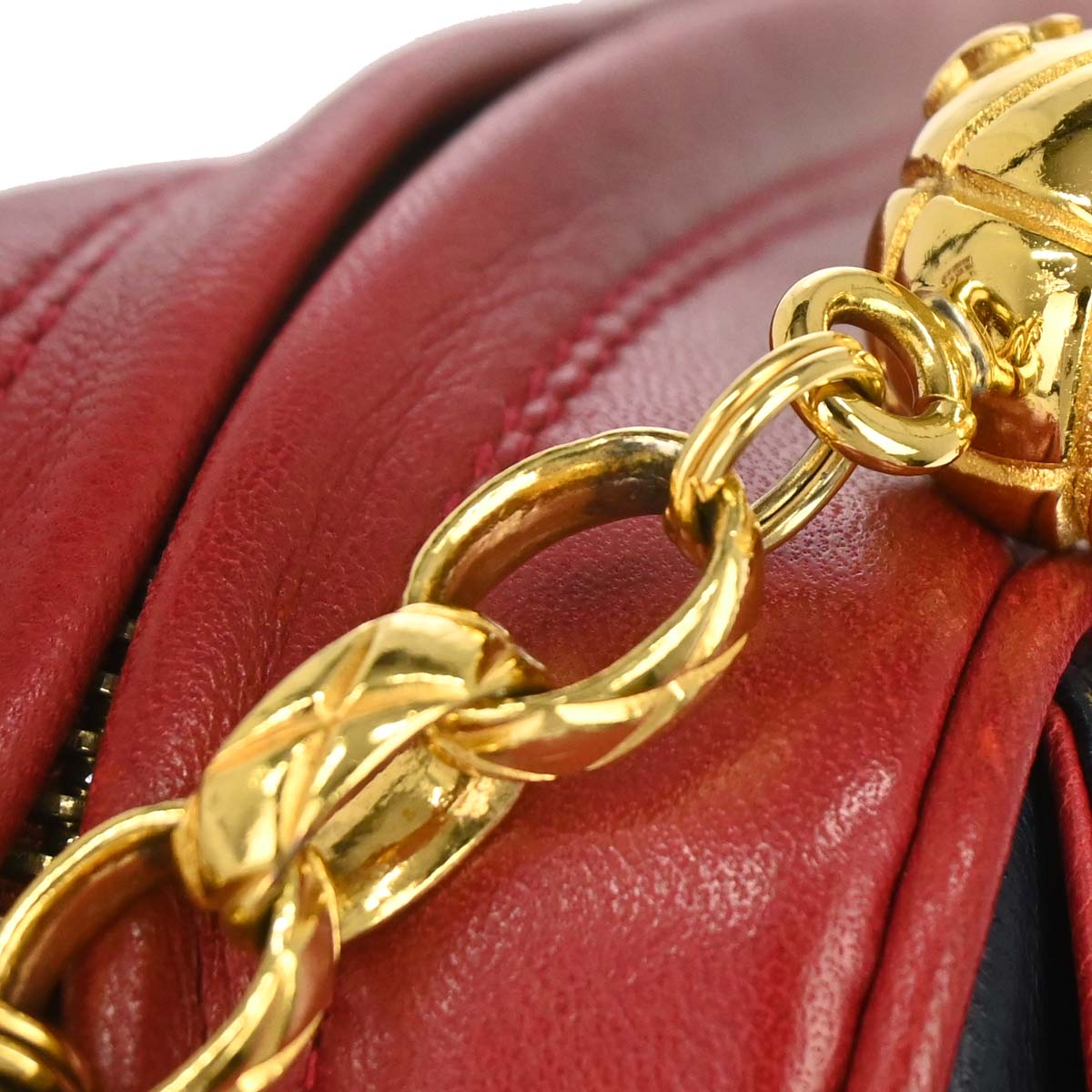 Chanel Red Black Lambskin Camera Bag Large