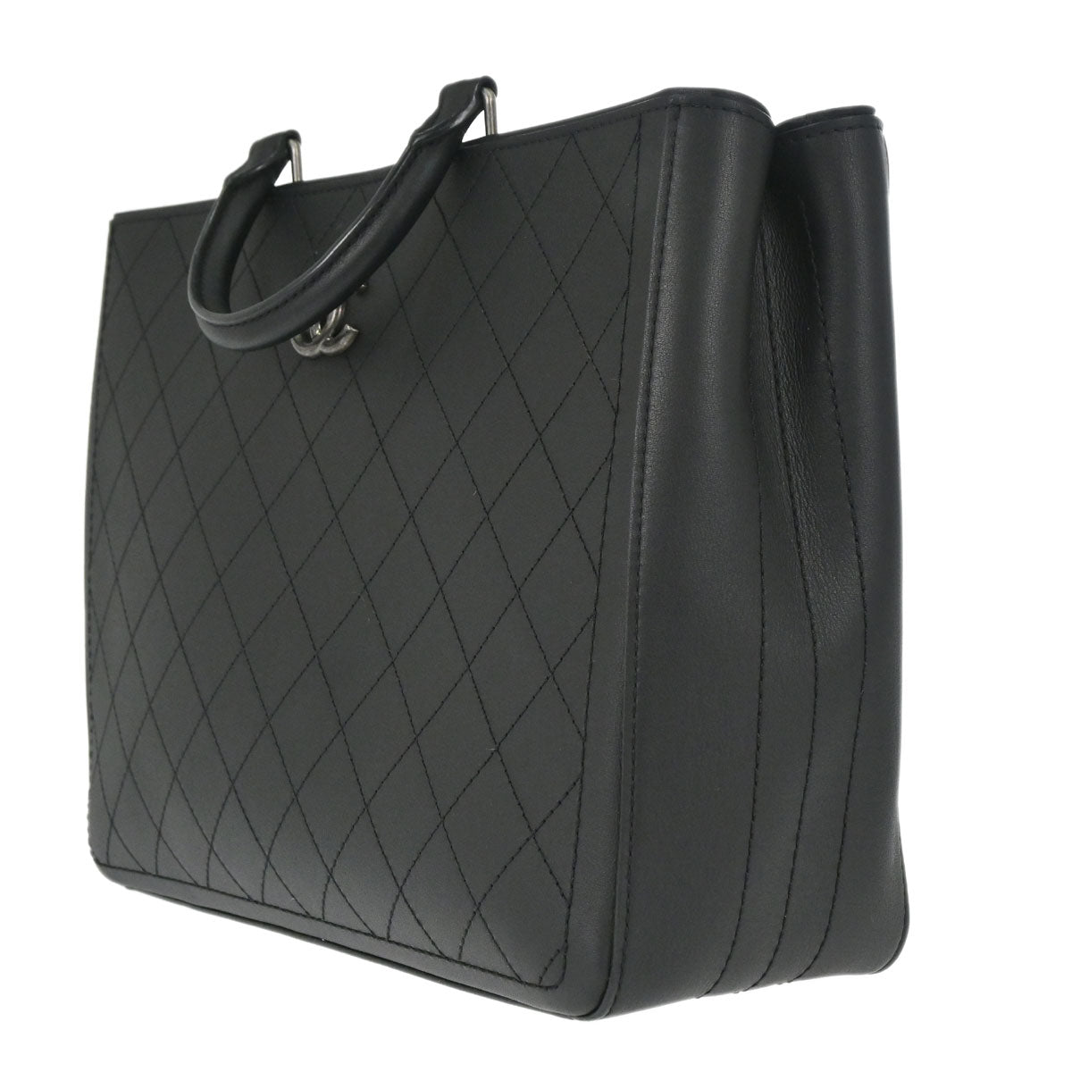 Chanel 2017-2018 Black Calfskin Wild Stitch So Light Tote 2way Shoulder Handbag