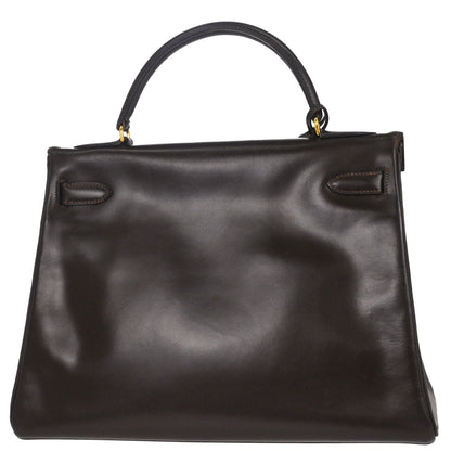 Hermes Chocolat Box Calf Kelly 32 Retourne Handbag