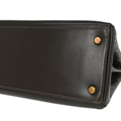 Hermes Chocolat Box Calf Kelly 32 Retourne Handbag