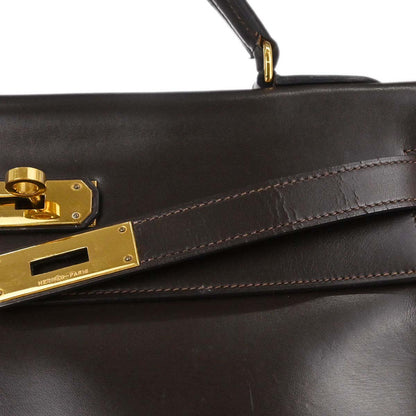 Hermes Chocolat Box Calf Kelly 32 Retourne Handbag
