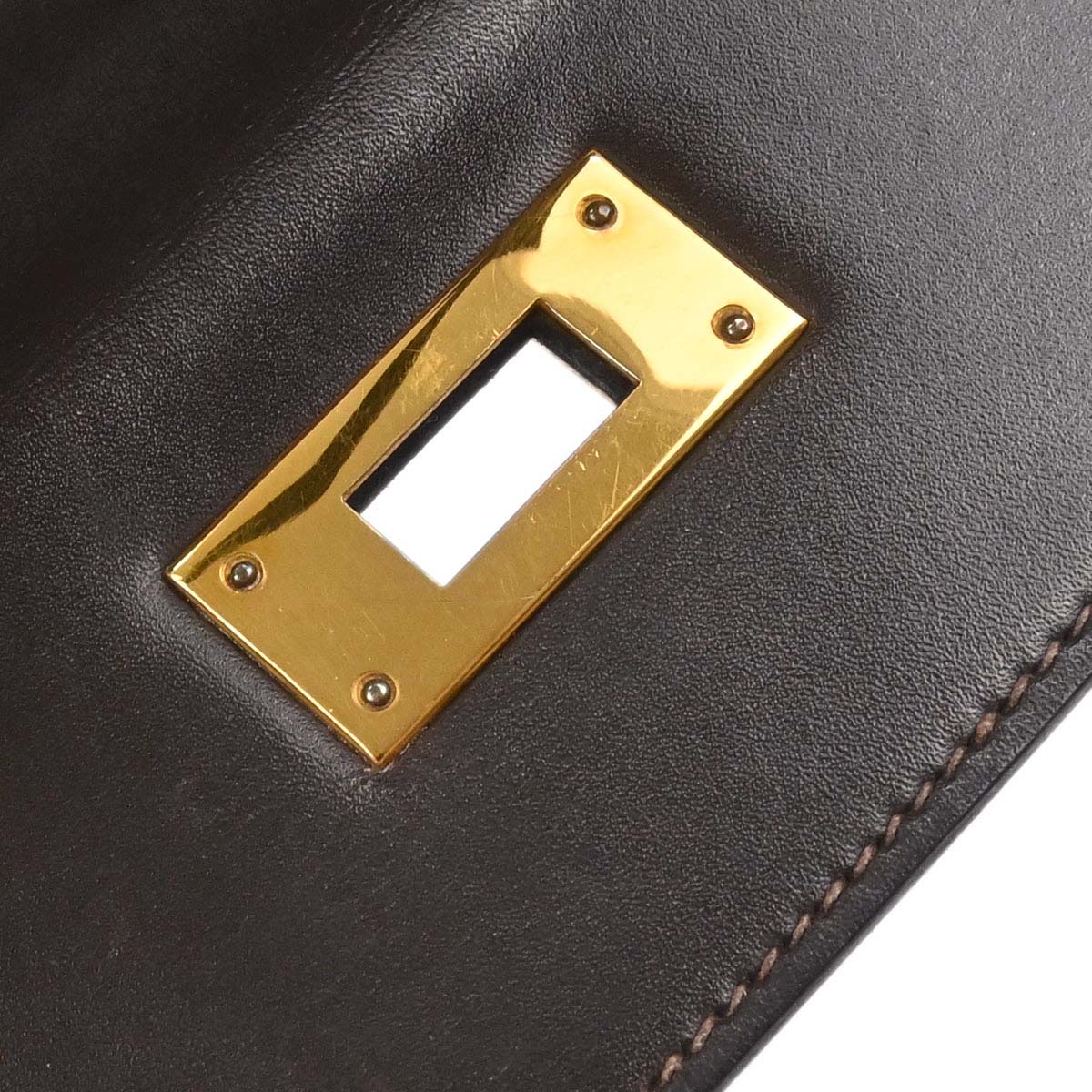 Hermes Chocolat Box Calf Kelly 32 Retourne Handbag