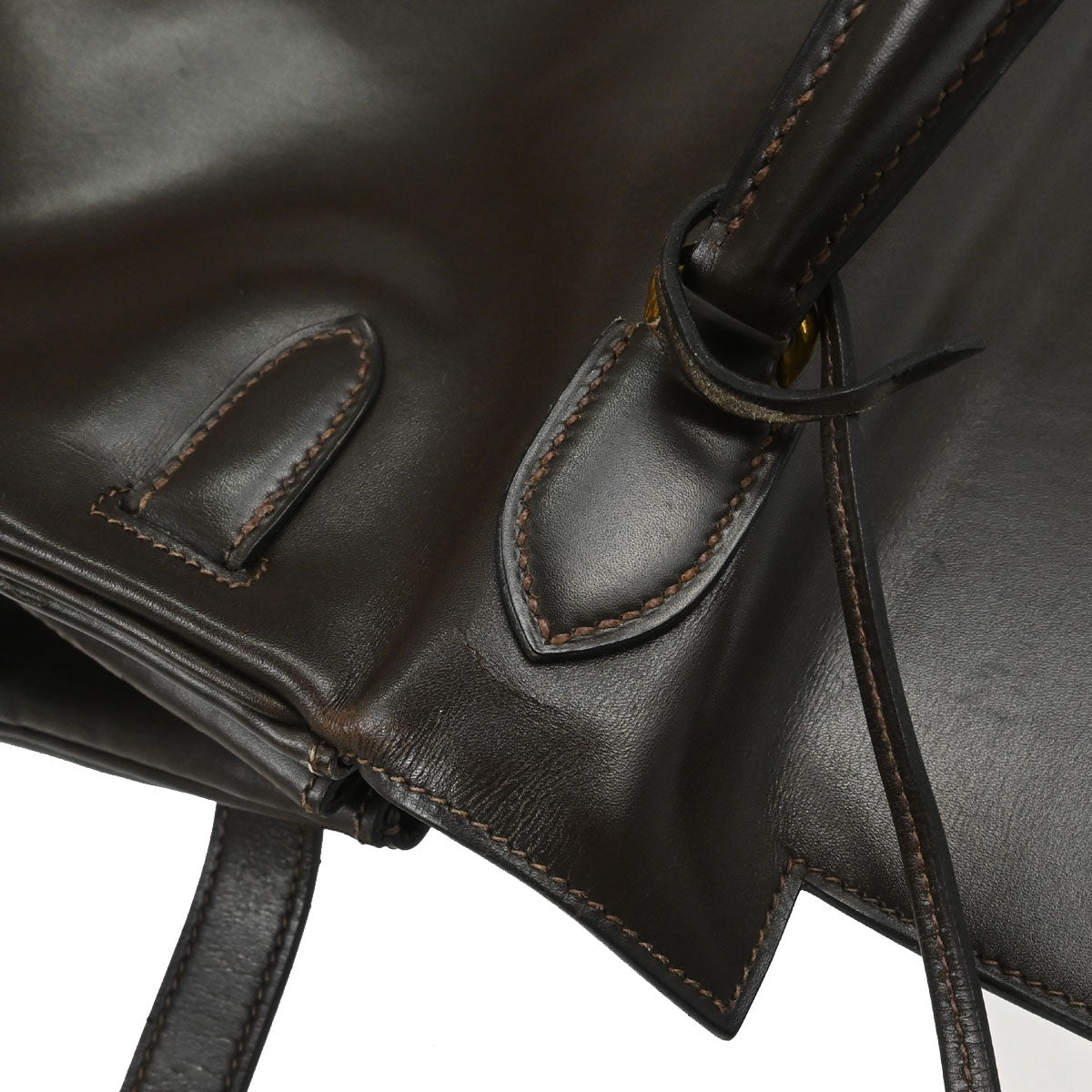 Hermes Chocolat Box Calf Kelly 32 Retourne Handbag