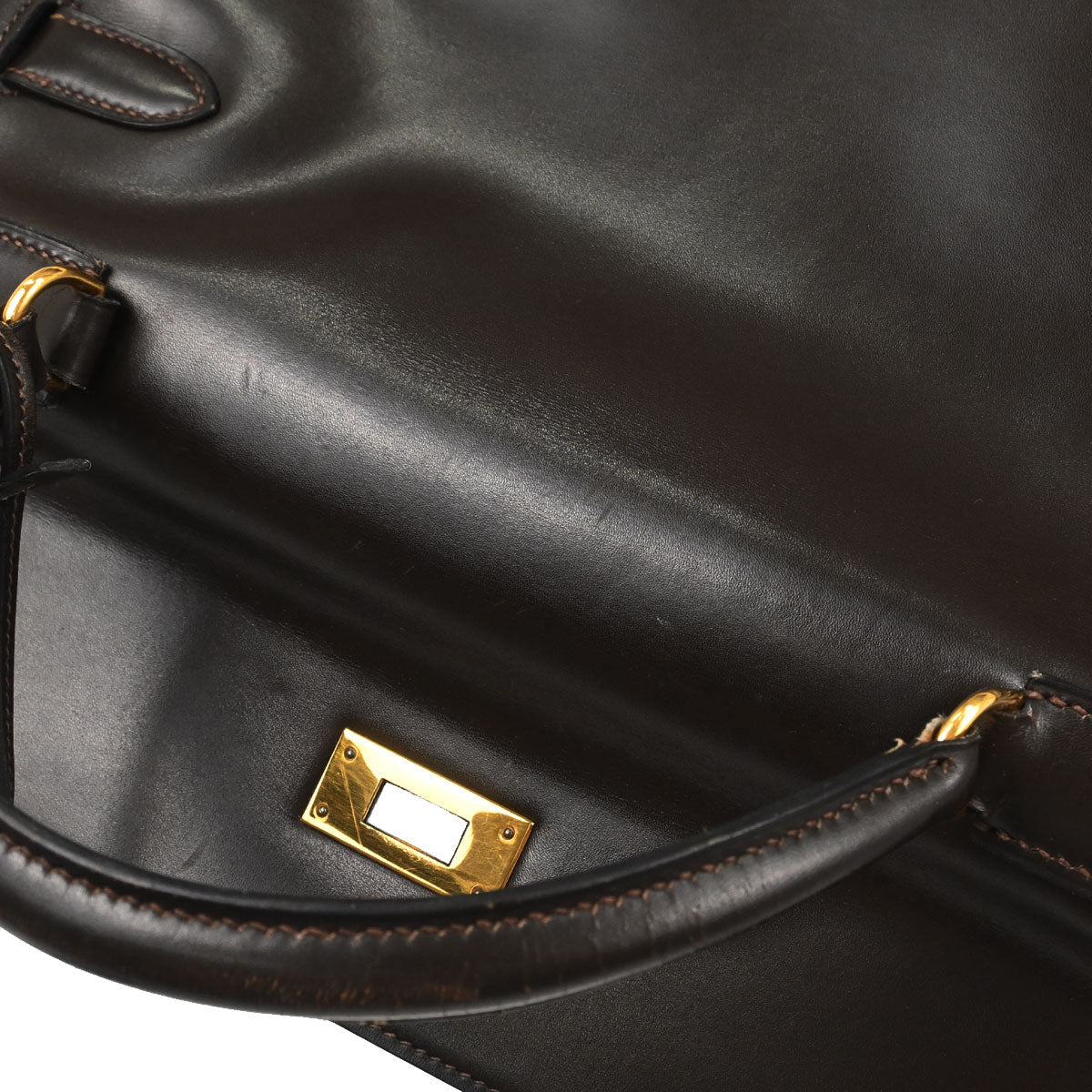 Hermes Chocolat Box Calf Kelly 32 Retourne Handbag