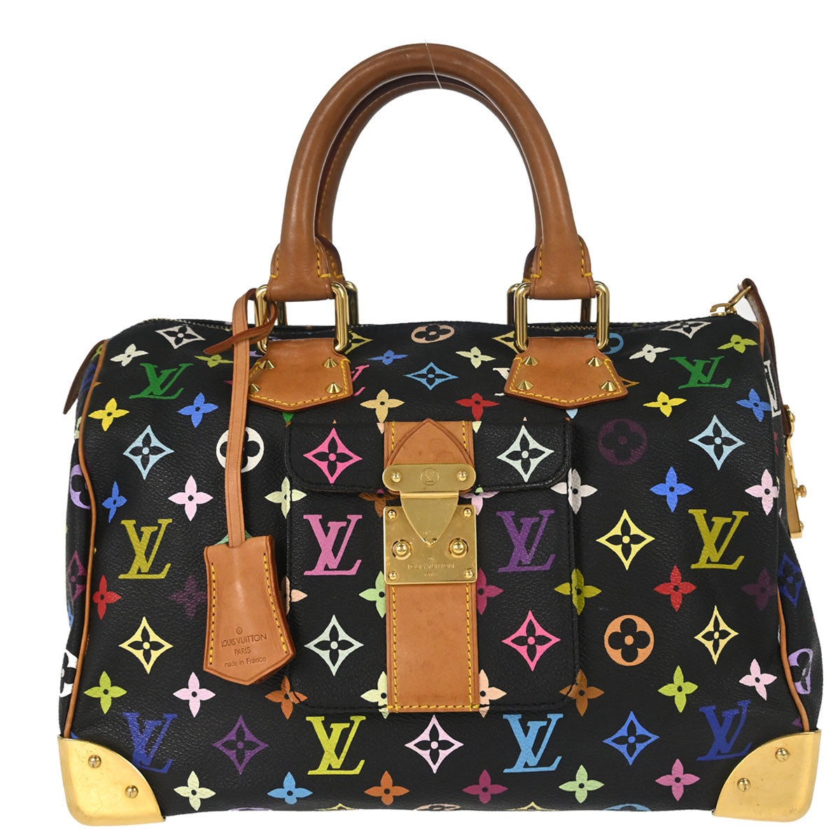 Louis Vuitton Black Monogram Multicolor Speedy 30 Handbag M92642