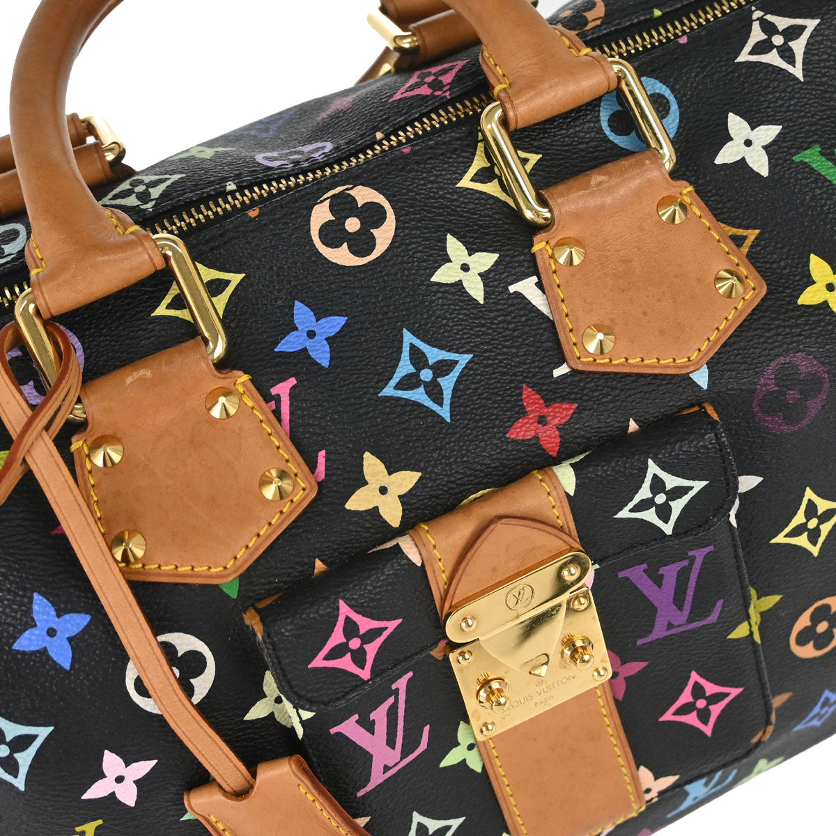 Louis Vuitton Black Monogram Multicolor Speedy 30 Handbag M92642