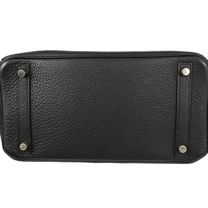 Hermes Black Taurillon Clemence Birkin 30 Handbag