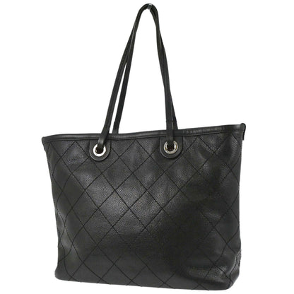 Chanel 2014 Black Caviar Skin On The Road Shopping Fever Tote Bag