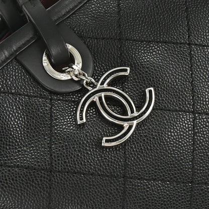 Chanel 2014 Black Caviar Skin On The Road Shopping Fever Tote Bag