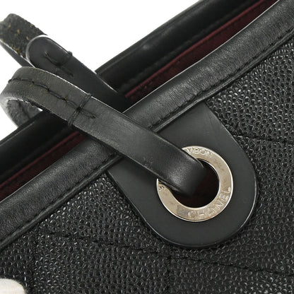 Chanel 2014 Black Caviar Skin On The Road Shopping Fever Tote Bag