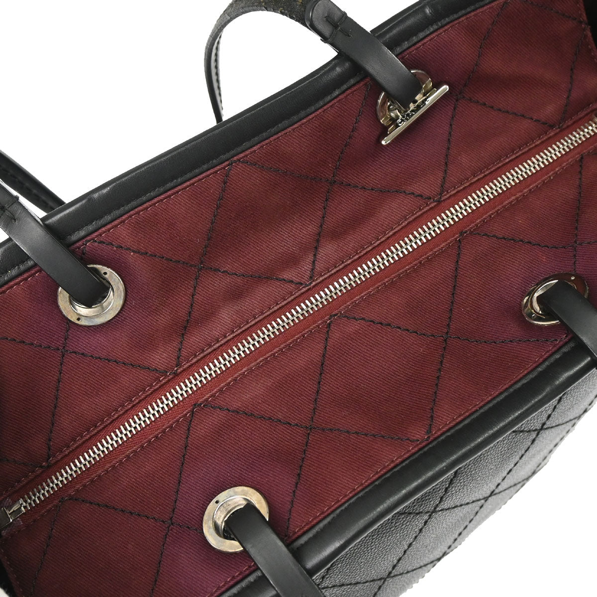 Chanel 2014 Black Caviar Skin On The Road Shopping Fever Tote Bag