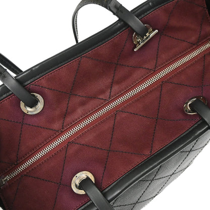 Chanel 2014 Black Caviar Skin On The Road Shopping Fever Tote Bag
