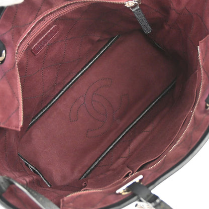 Chanel 2014 Black Caviar Skin On The Road Shopping Fever Tote Bag