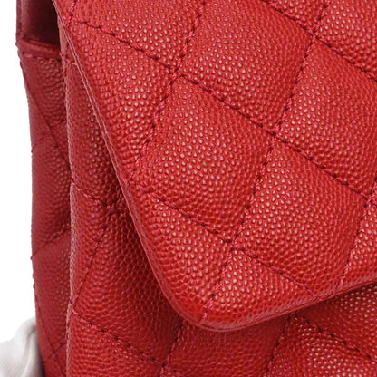 Chanel 2017 Red Caviar Skin Coco Handle 2way Shoulder Handbag