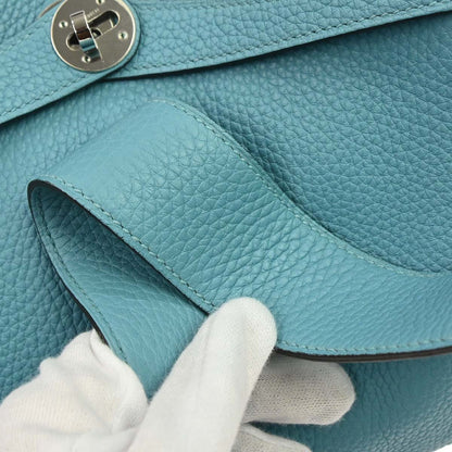 Hermes Bleu Atoll Taurillon Clemence Lindy 34 Shoulder Bag