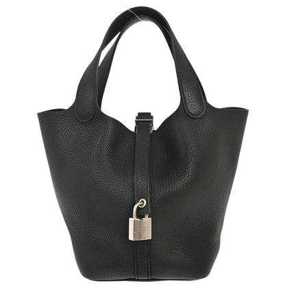Hermes Black Taurillon Clemence Picotin Lock 18 PM Handbag