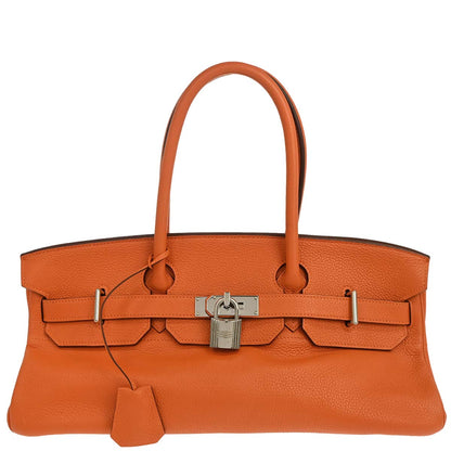 Hermes Orange Taurillon Clemence JPG Shoulder Birkin Handbag