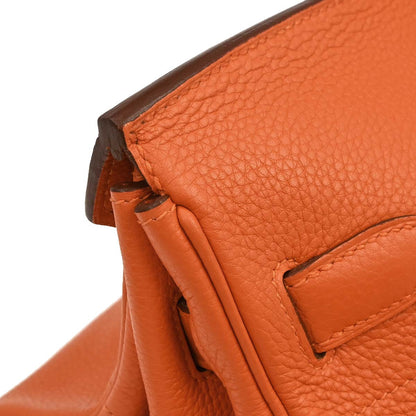 Hermes Orange Taurillon Clemence JPG Shoulder Birkin Handbag