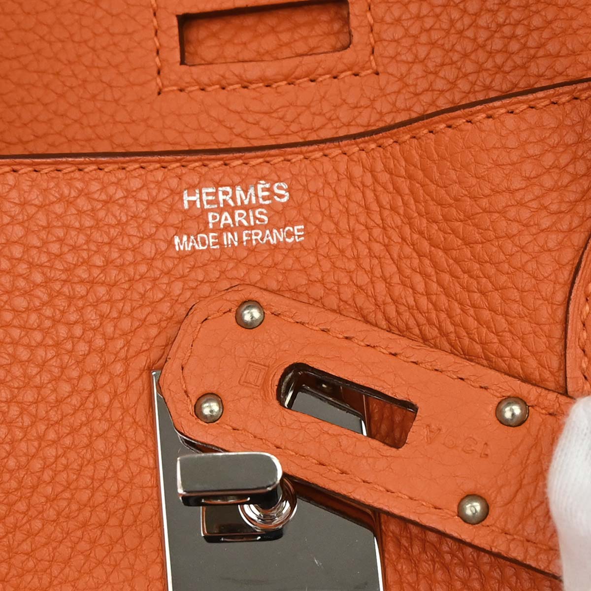 Hermes Orange Taurillon Clemence JPG Shoulder Birkin Handbag