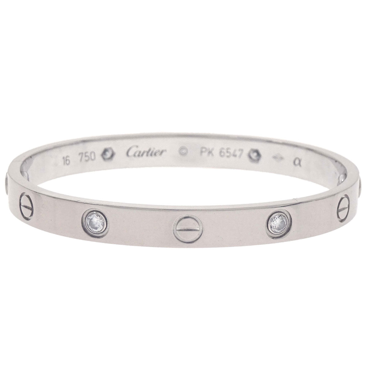 Cartier Love Bracelet Bangle 750 Half Diamond #16 Jewelry