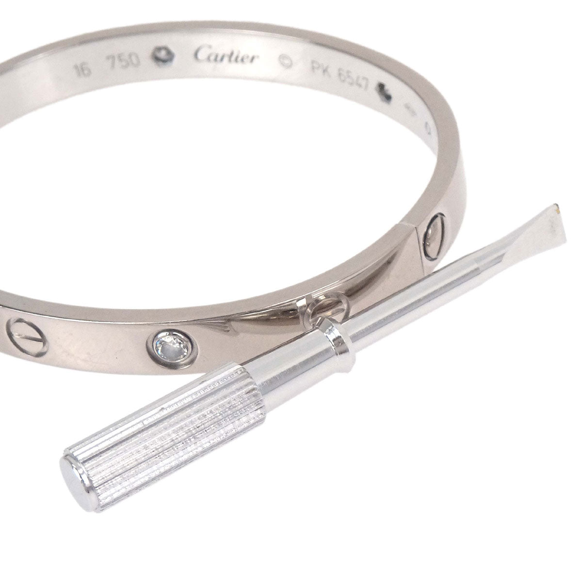 Cartier Love Bracelet Bangle 750 Half Diamond #16 Jewelry