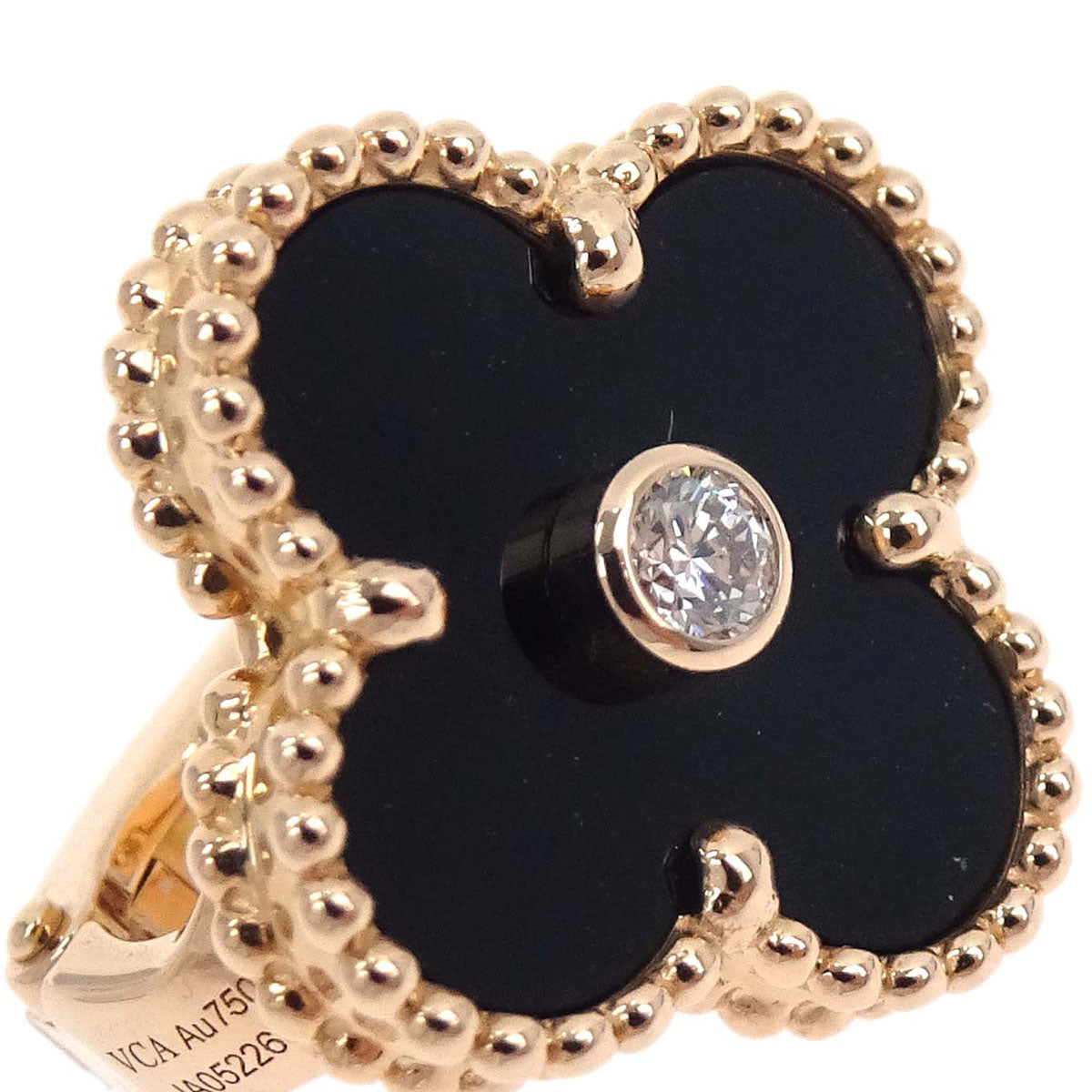 Van Cleef & Arpels Vintage Alhambra Pierced Earrings Au750 Onyx Jewelry