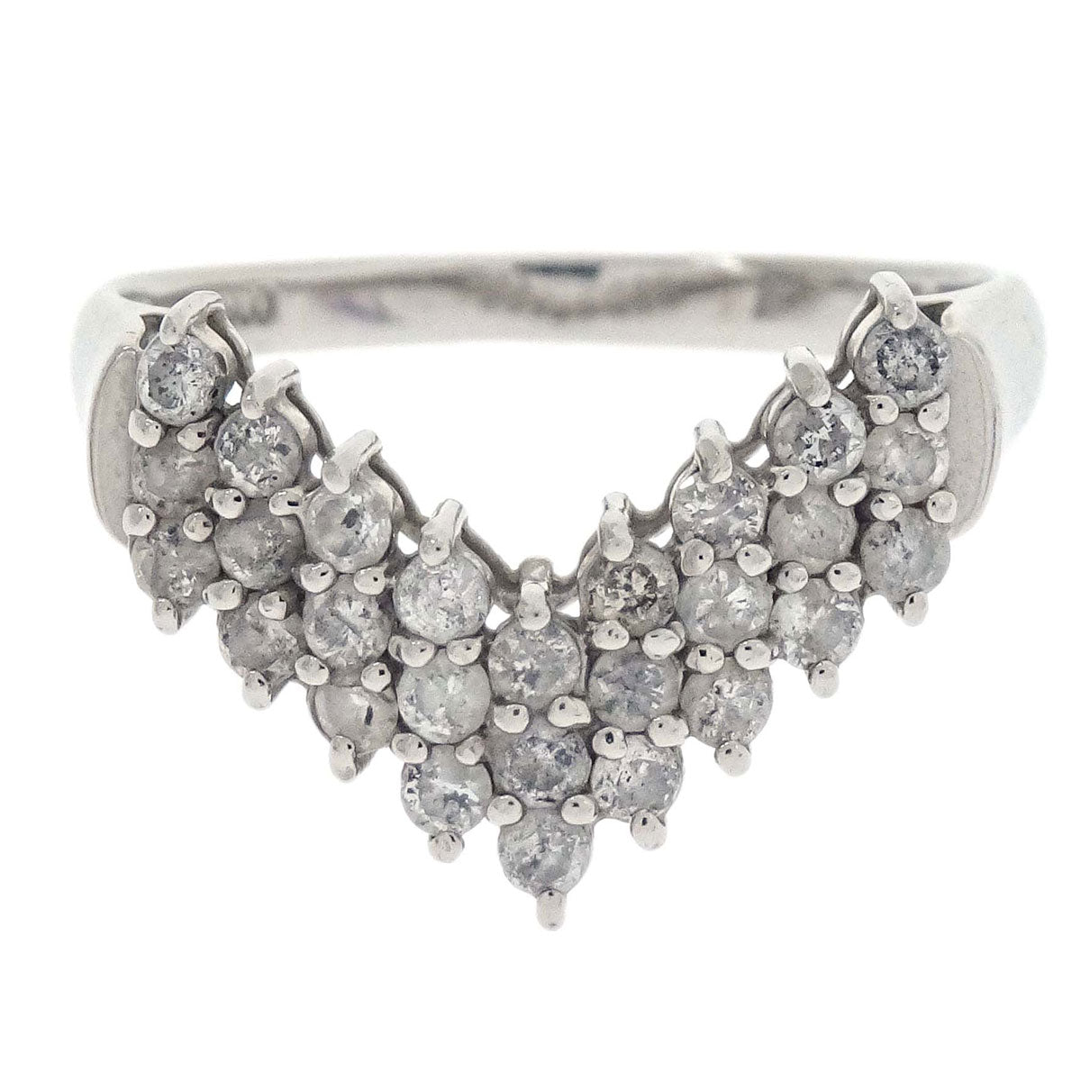Ring Pt900 Diamond Silver #53 Jewelry