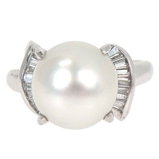 Ring Pt900 Pearl Diamond Silver #52 Jewelry