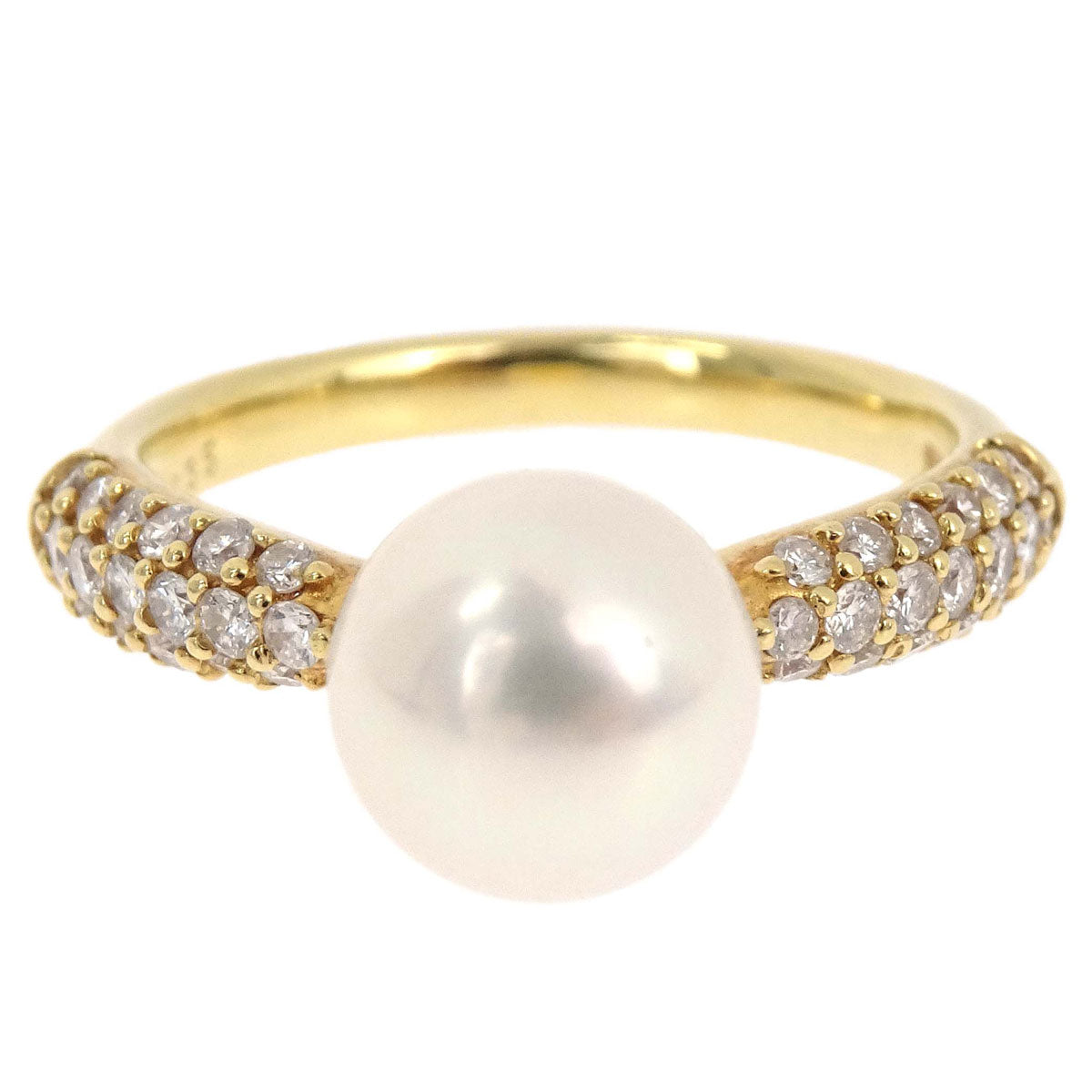 Ring 18K Pearl Diamond Gold #51 Jewelry